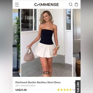 Commense New Patchwork Bustier Backless Short Dress size XS!